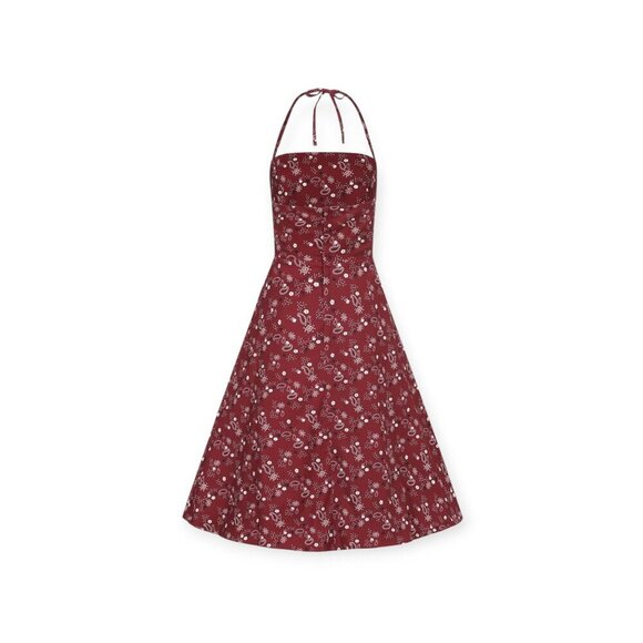 Collectif Burgundy Bandana Halter Dress Size M - Picture 9 of 10